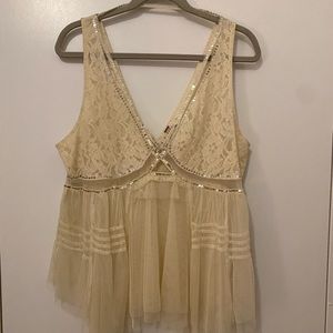 Free People Lacy Top with Sequins